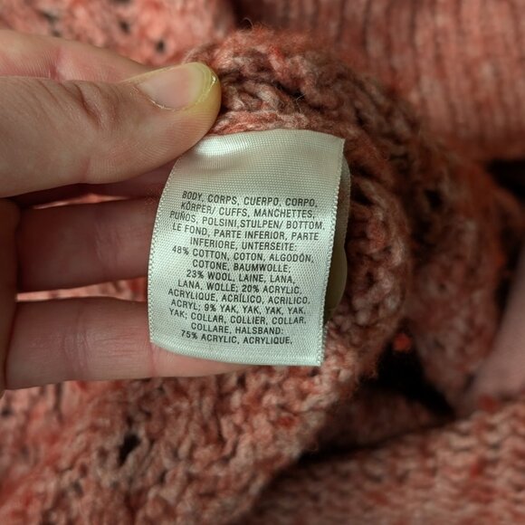 Anthropologie Knitted & Knotted Lilitz Cardigan Sweater Red Ivory Collar large - Picture 10 of 12